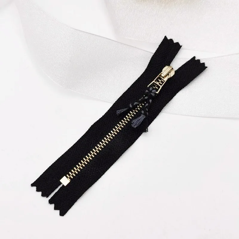 10pcs/Lot Pink Black Zipper Decoration Slider Antique Fringe Pigtail Tassels Doll Pet Short Jacket Skirt Bag Clothing Accessory