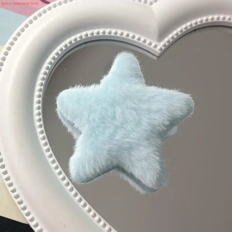 F92D Furry Plush Star Y2K Star Accessories Sweet Handmade Hairpin Women Girls