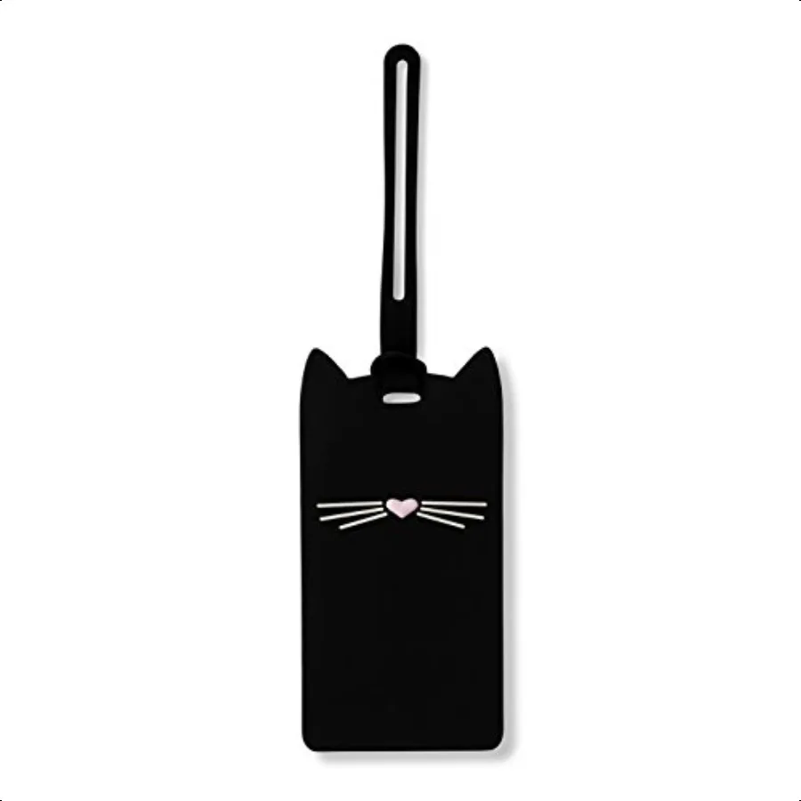 

Silicone Lage Tag with Durable Strap Black Cat