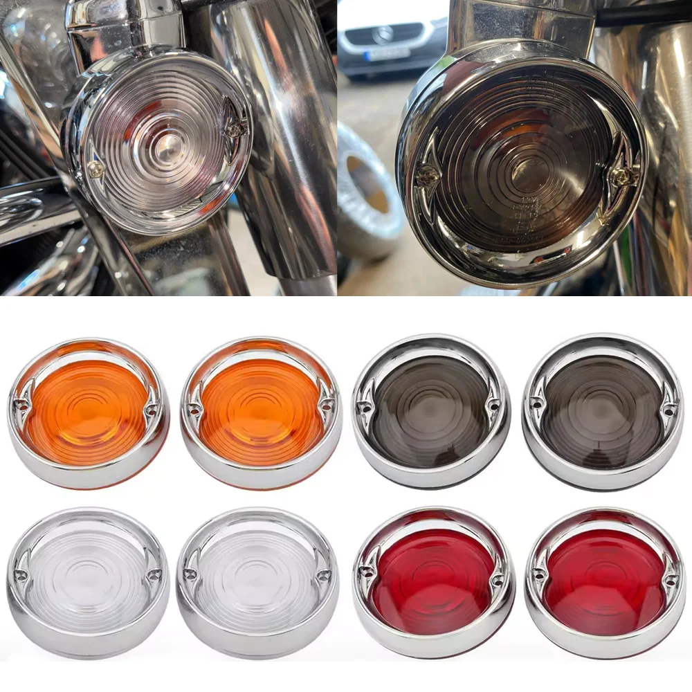 

Deep Dish Turn Signal Lenses Bezels Trim Ring Flat Chrome For Harley Road Glide Road King Electra Tour Glide Heritage 1986-2021