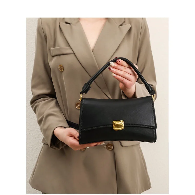 

New Shoulder Bags Small Square Bag Women's Advanced Sense Black Axillary Bag Retro Fashion Trend Leisure Versatile Crossbody Bag