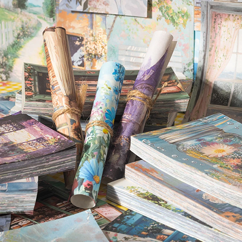 100sheets/bag Sheng Summer Is in Progress Summer Themed Material Paper DIY Handbook Collage Greeting Card Envelope Glasses