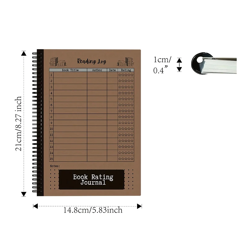 Compact leesdagboek - Volg uw vooruitgang met boekraten, notities en lijsten - Ideaal cadeau voor boekenliefhebbers en voordelige lezers