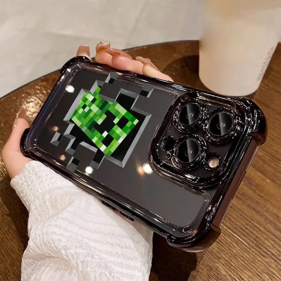 Apple iPhone 16e 14 15 16 Plus XR XS Max 15 16 13 14 12 11 Pro Max用 ソフトカバー 面白いピクセルモンスター ケース