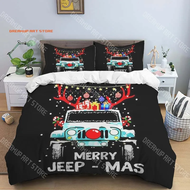 2026 J-JEEP Fashion Trendy Print Three-piece Set, Suitable For Kids Or Adults Quilt Cover Pillowcase Bedding Set Birthday Gift