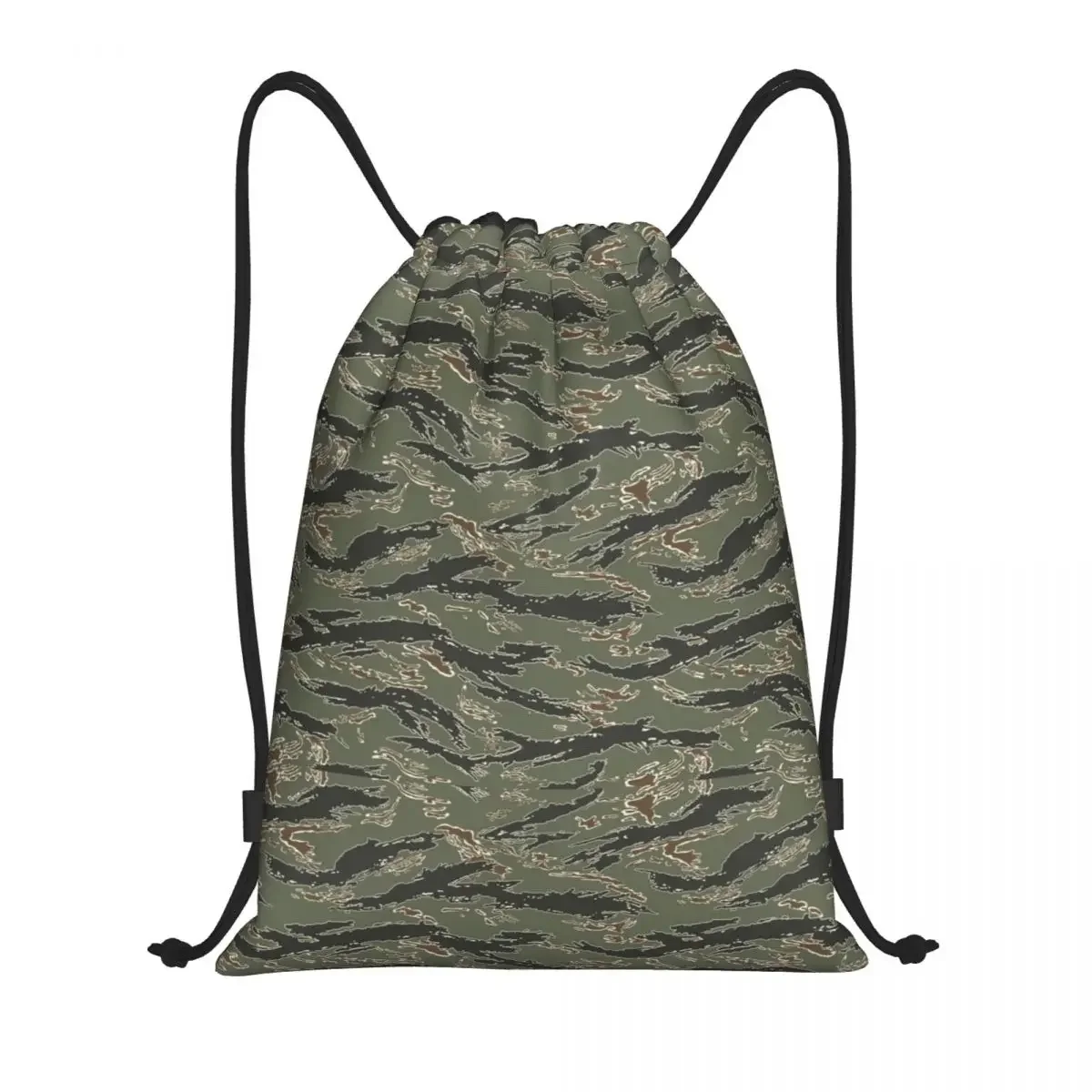 Tiger Stripe Camouflage Drawstring Backpack Sports Gym Bag Camo String Sackpack for Hiking