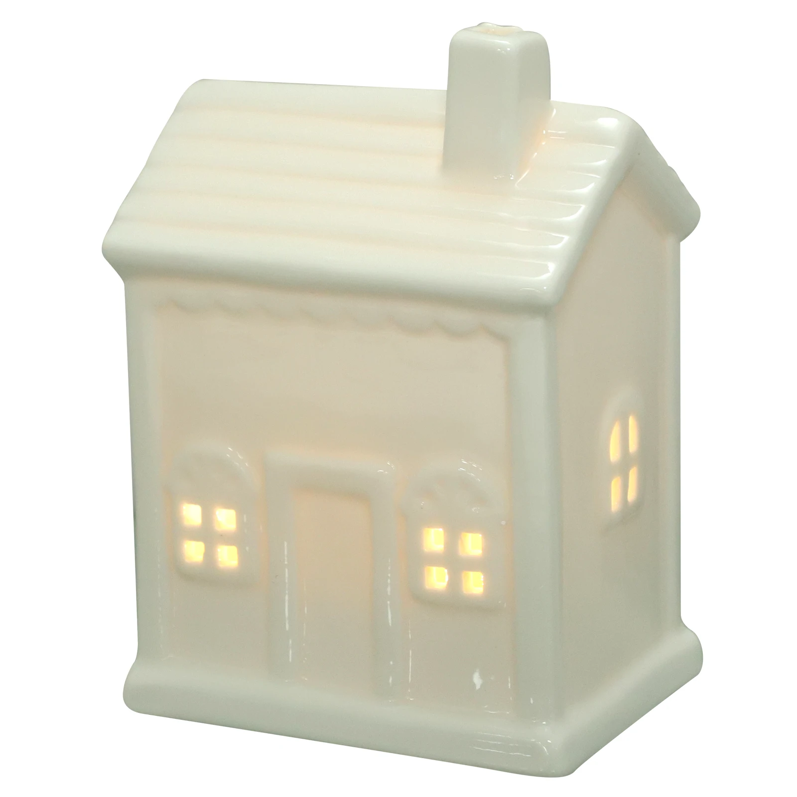 

Small House with Lights Vintage Ornaments Desktop Christmas Statues Ceramic Figurine Craft