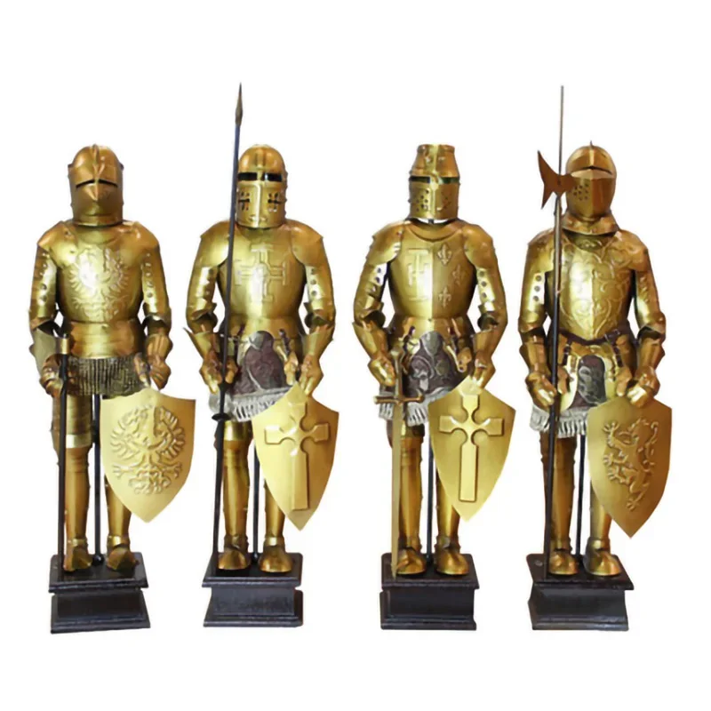 Nordic Style Roman Knight Armor Home Decor Figurine Medieval Iron Decoration Statue Sculpture Office Desktop Ornaments Statue