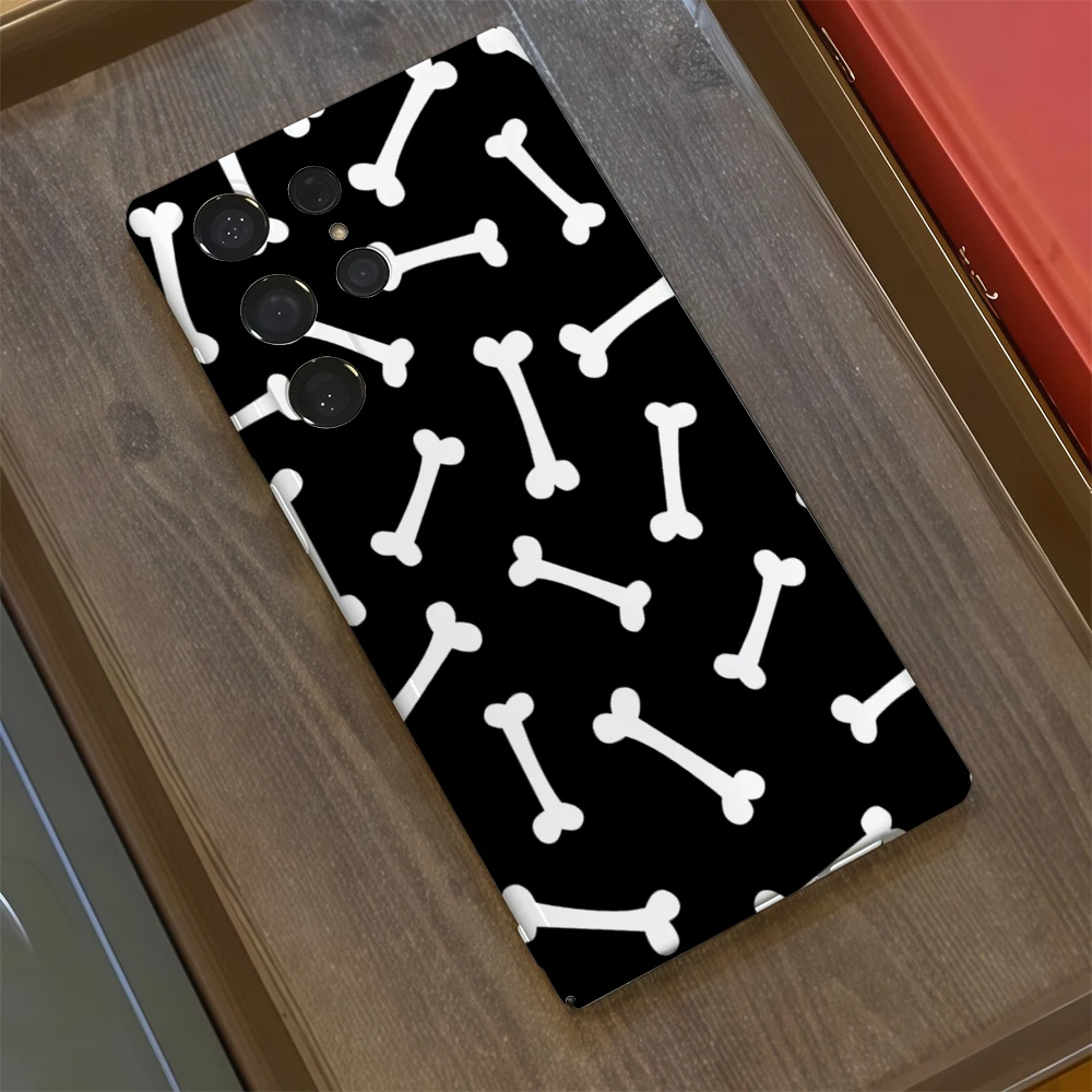 العظام نمط الأسود قضية الهاتف لسامسونج غالاكسي S25 S24 S23 الترا زائد A35 A90 لامعة HD الغلاف الصلب فيلم قذيفة #2