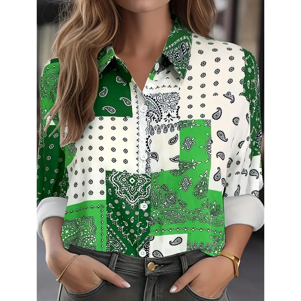 Chemise à manches longues à carreaux College en 3D pour femmes, chemisier à revers boutonné, tempérament Y, automne, hiver, mode