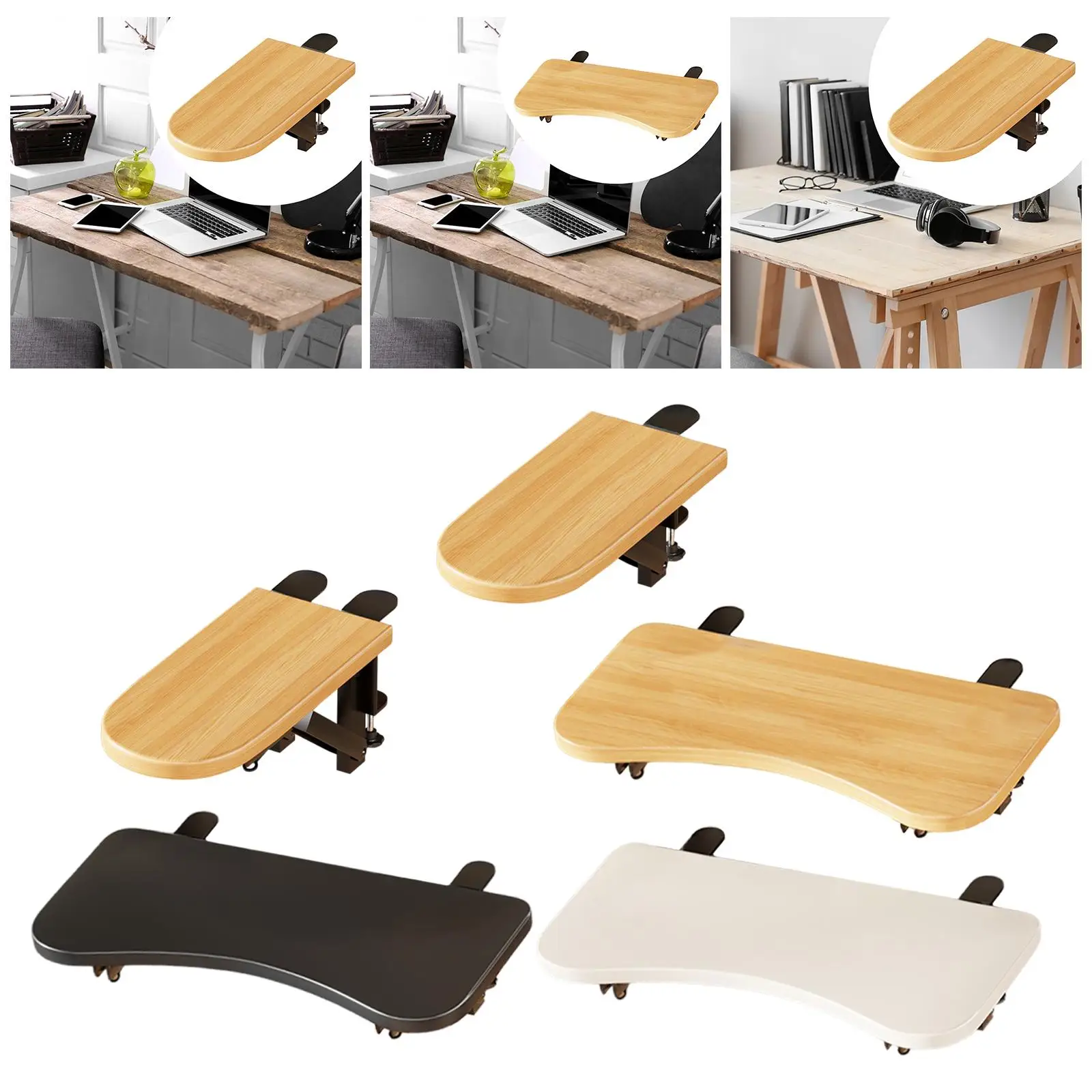 Desk Extender Tray Folding Sturdy Table Mount Wrist Support Side Table Space Saving Workstation Organizer Clamp on Desk Shelf