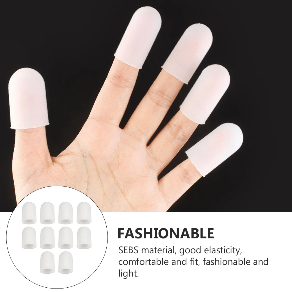 

10pcs 5 Pairs Finger Cots Protector Covers Wear Resistant Thick White Practical Reliable Protection SEBS Material Soft