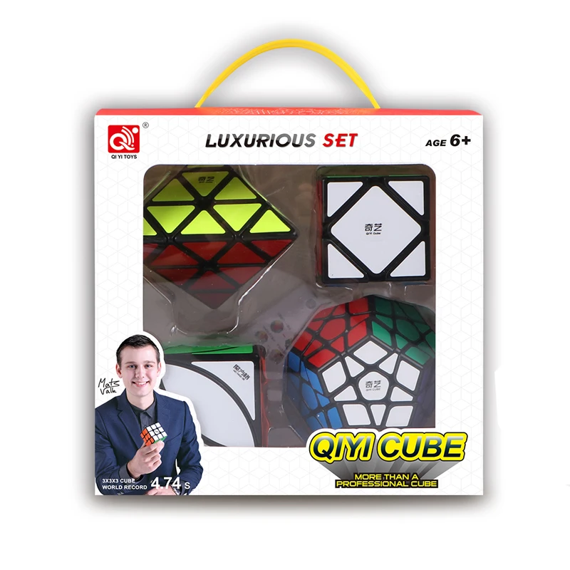 4 pçs conjunto de cubo mágico moyu qiyi 4in1 velocidade quebra-cabeça 2x2 3x3 4x4 5x5 pyraminx skewb brinquedo educativo para crianças