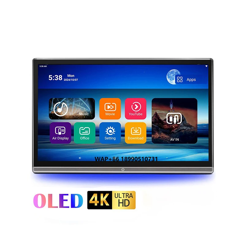 

13.3 Inch 4K OLED Screen Smart TV Rear Seat Entertainment Player Car Android Headrest Universal Automotive Multimedia
