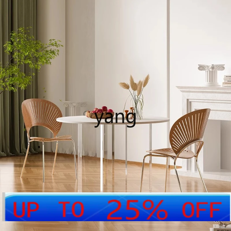

LTT rock slab dining table light luxury round small apartment living room negotiation table milk tea shop
