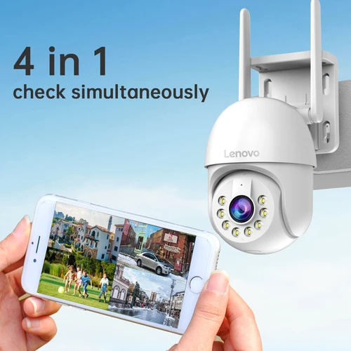 Imagen 2 del producto Lenovo-cámara de vigilancia WiFi de 5MP, cámara IP PTZ de seguridad para exteriores, Zoom 5X, Audio bidireccional, seguimiento IA, ONVIF HD, cámara nocturna a Color