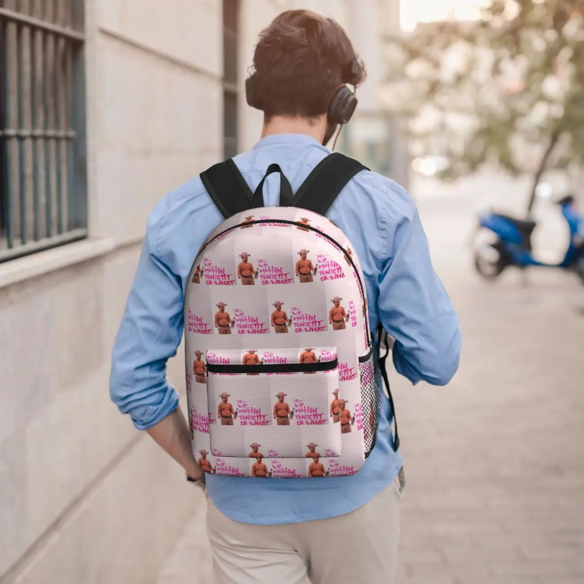 

Gibby Pink Cowboy Hat Mobbin Or What Backpack Student BookBag Kids School Bag Computer Shoulder Bags for Men Women