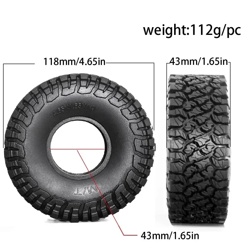 العنكبوت الأحمر 118*43 مللي متر الطين التضاريس 1.9 "إطارات العجلات ل 1/10 RC الزاحف سيارة محوري SCX10 برو كابرا UTB18 TRX4 Redcat