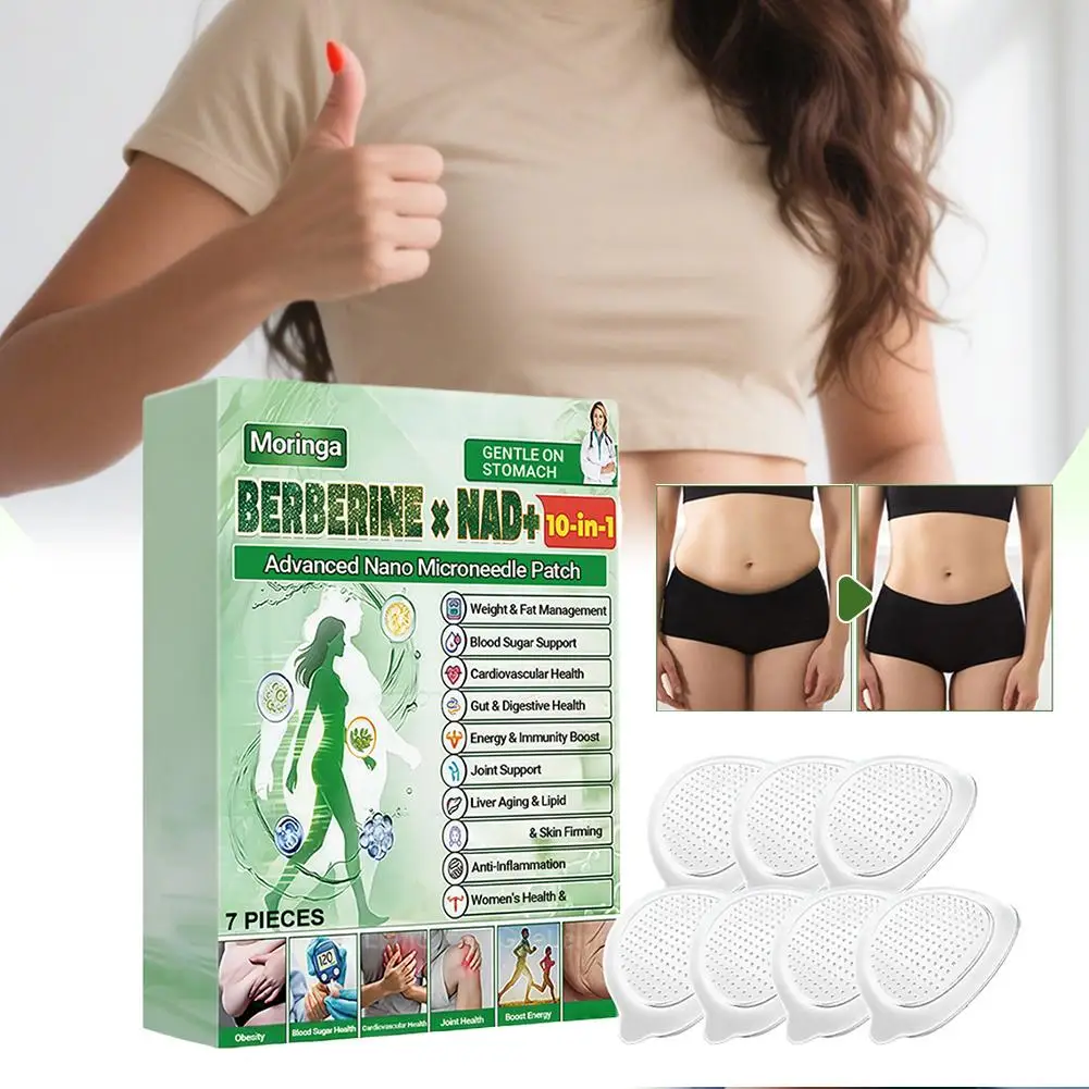 

Пластырь с микроиглами для ежедневного контроля веса с берберином и морингой, натуральные ингредиенты для укрепления кожи тела, для женщин и мужчин