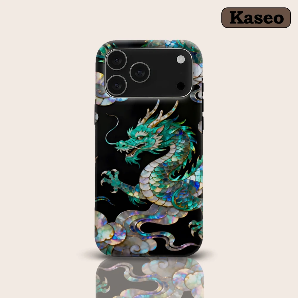 

KASEO Matte Bumper for Magsafe Case for IPhone 17 16 15 14 Plus 13 Pro Max Shockproof Hard PC Mother-of-Pearl Dragon Cover