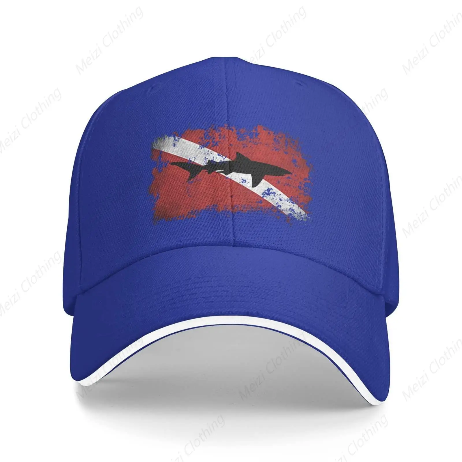 

Retro classic shark diving flag baseball cap men's and women's fashionable outdoor sports sandwich cap adjustable truck cap