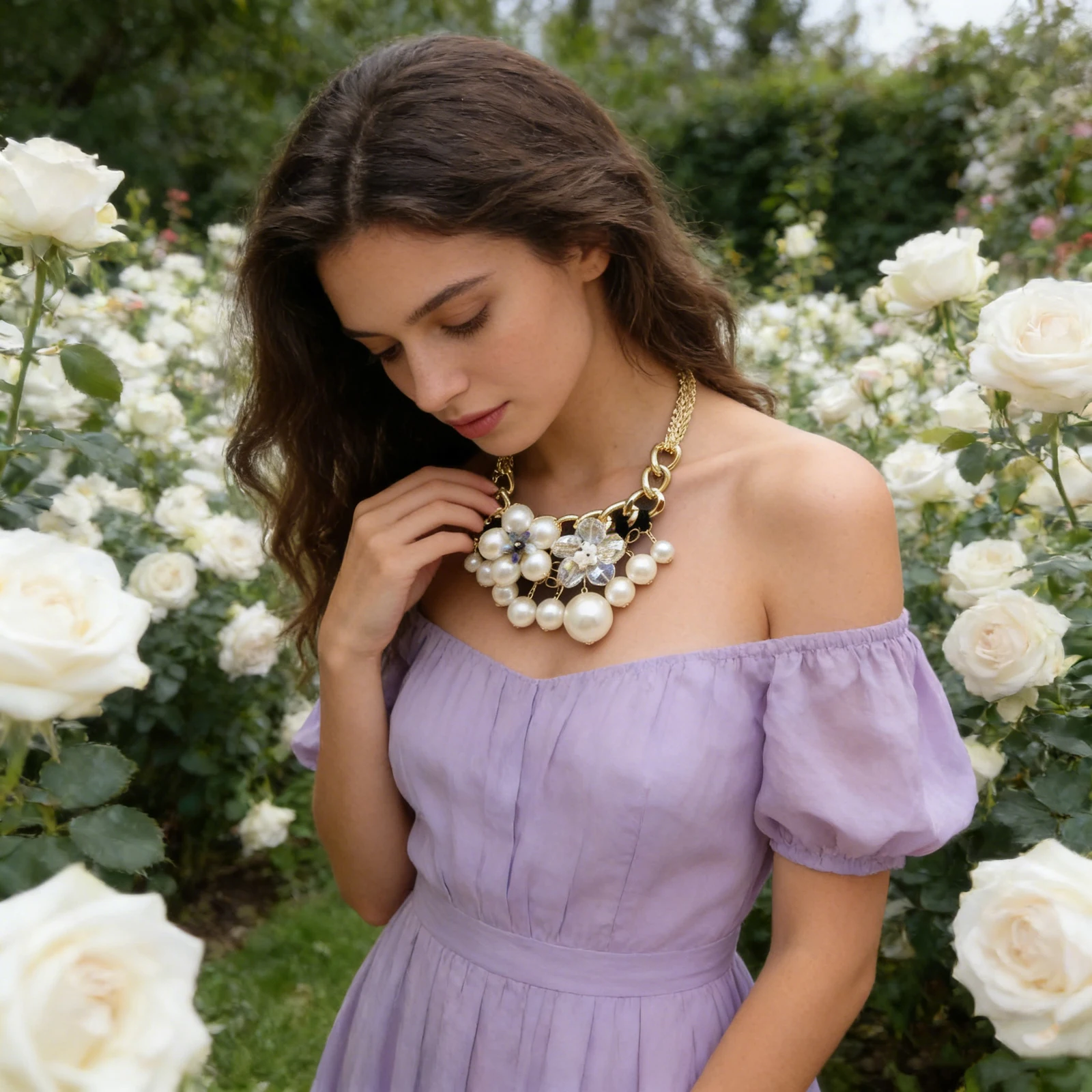 

Эффектное и роскошное ожерелье в европейско-американском стиле для банкетов, модные женские украшения с искусственным жемчугом и цветочным дизайном