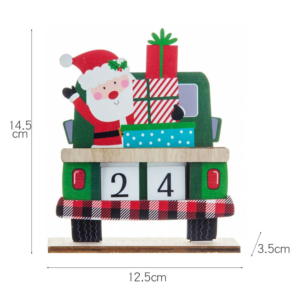 Christmas Wooden Advent Calendar DIY  Wooden Car Style Desktop Decorations For Home Merry Party Holiday Table Ornaments