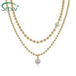 D Color Moissanite Bead Necklace For Women S925 Sterling Silver 18K Gold Plated Hip Hop Diamond Neck Chain Wedding Party Jewelry