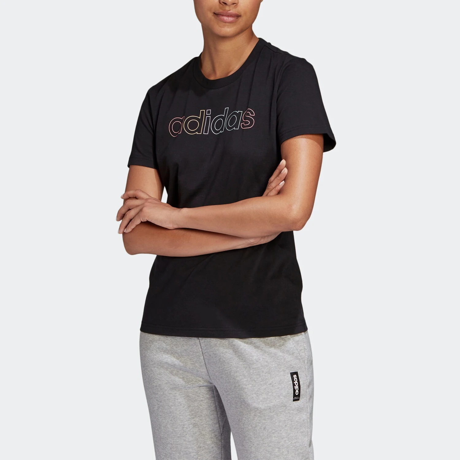 

Оригинальная осенняя новая мужская спортивная повседневная футболка Adidas с короткими рукавами и круглым вырезом GL7800