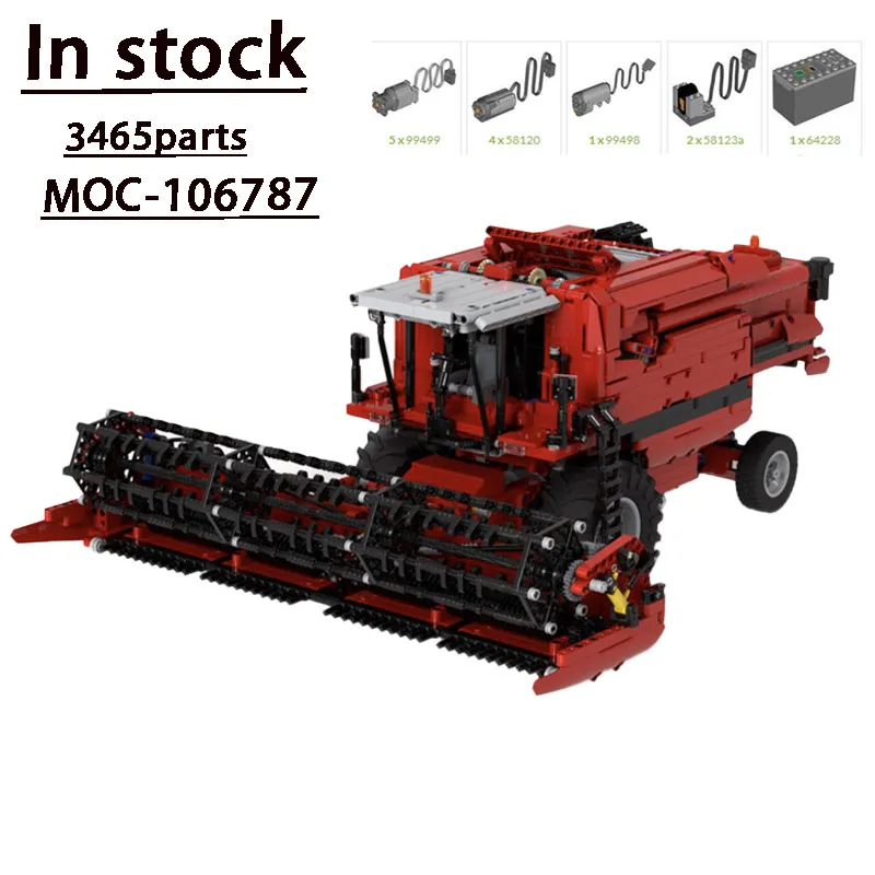 

Красная новая модельMOC-106787RC, электрическая версия, земное хозяйство,Harvester3465 деталей, индивидуальная модель строительного блока для взрослых, детей, подарок на день рождения, игрушки