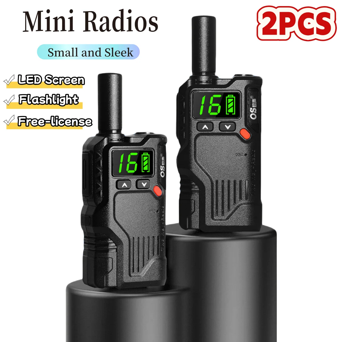 

Mini Walkie Talkie 2PCS PMR446MHz LED Display Portable Two Way Radio CE RoHS REACH Outdoor Camping Hiking Intercom