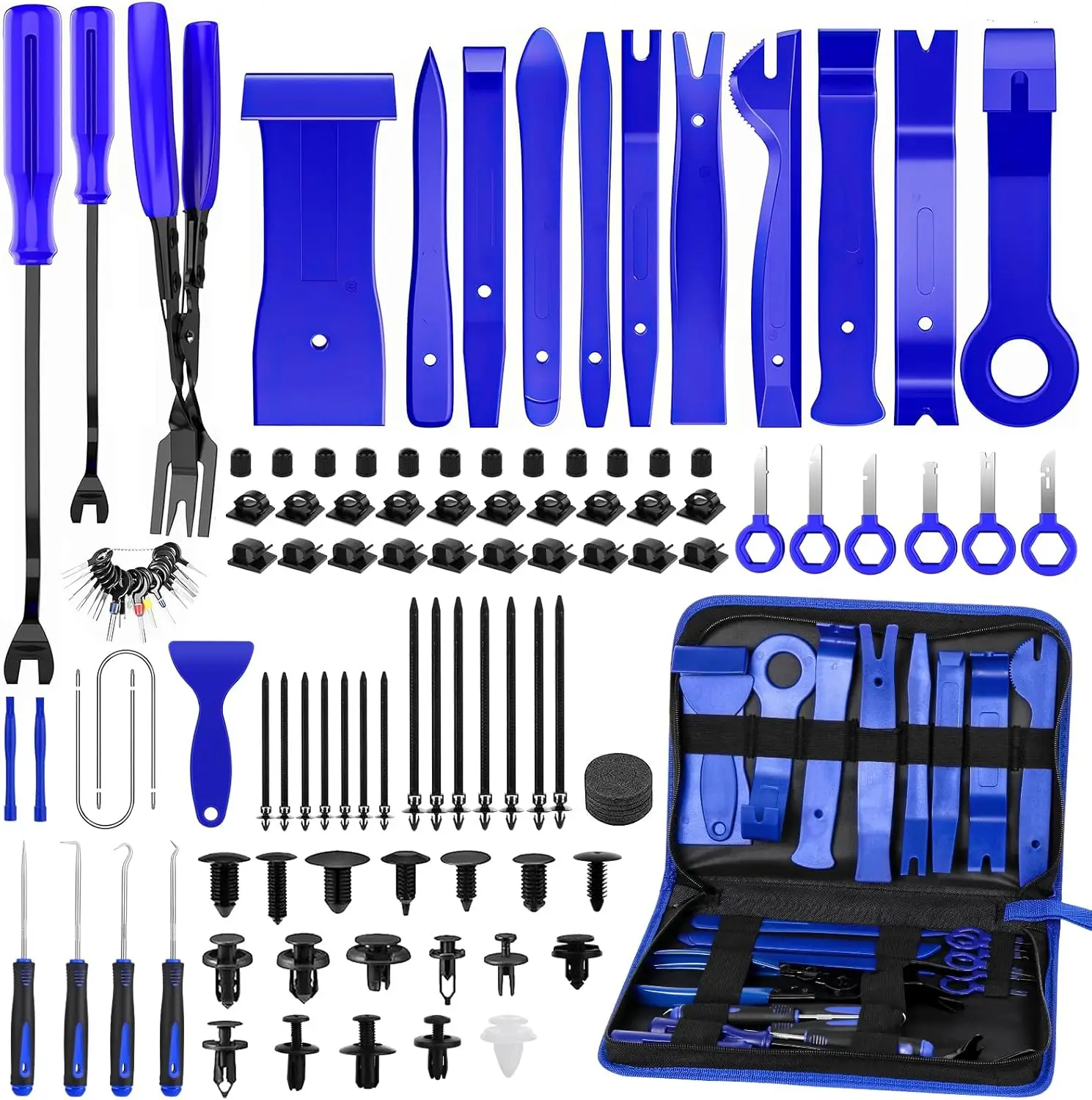 

Набор инструментов для автоматического снятия обшивки, 432 шт., инструменты без царапин для дверной панели автомобиля, приборной панели, радиосъемки - синий