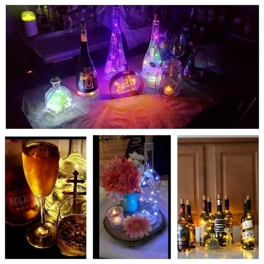 PwwQmm Battery powered cork bottle light 3m LED light bar light birthday party wine bottle stopper light bar (Without battery)