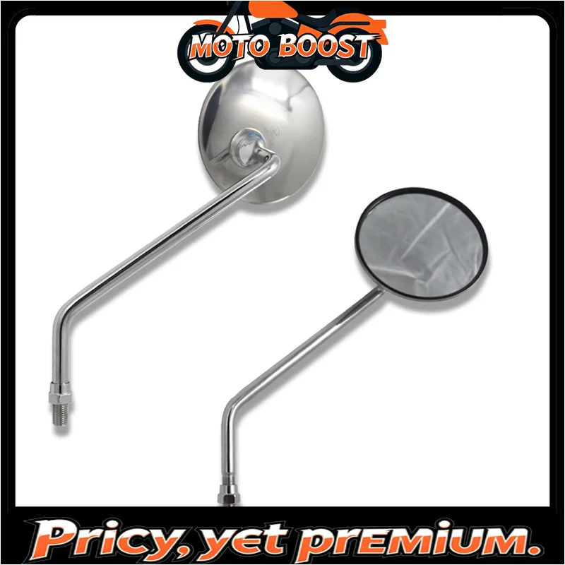 

【Premium quality】Positive Thread 10mm Vintage Motorcycle Universal Round Stainless Steel Rearview Mirrors for GN125 CG