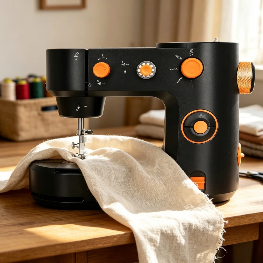 Home Sewing Machine with Feet Switch, Two Modes Sewing Tool with LED Lighting Thread Tightness Adjustment Button Adaptable Needles 9,  10,  11, 12,  14, 16 Needle Speed 330+30/min for Clothes