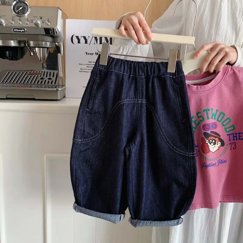 Trendy Brand kids Jeans for Boys and Girls Wide Pants Students Loose Casual Long Pants for Young Children Comfortable Style