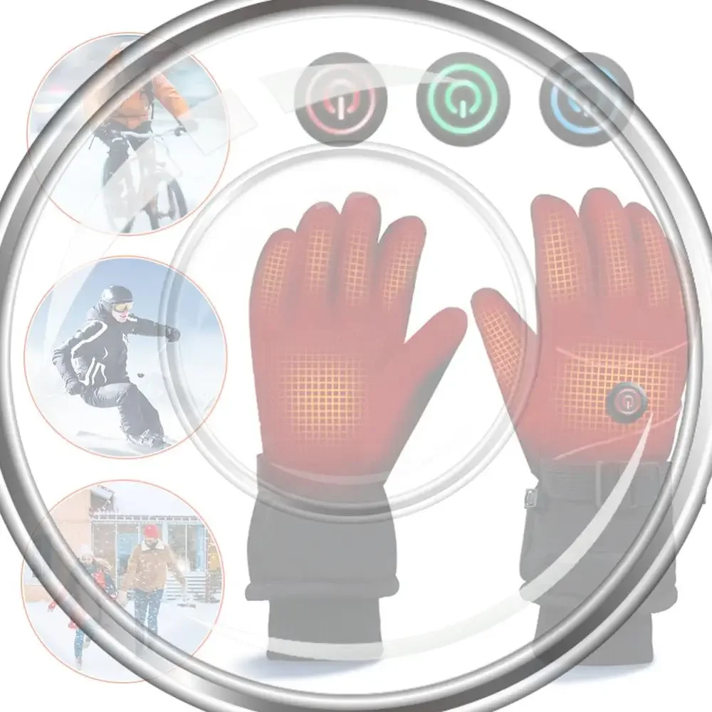 

Upgrade Touch Screen Heated Gloves 3 Gear Temperature Winter Warm Electric Heating Gloves DC Rechargeable Windproof Moto Mittens
