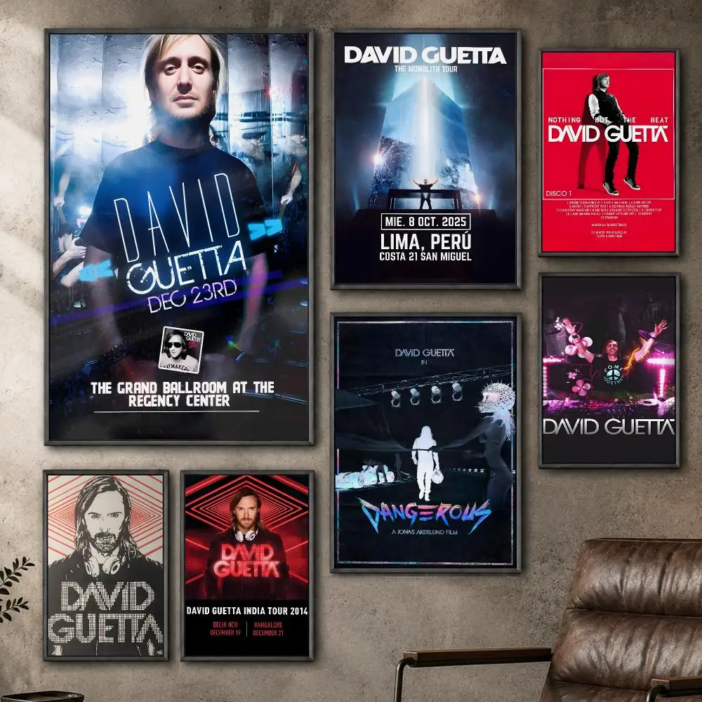 Music David Guetta EDM DJ Poster  PP Self Adhesive Home Garage Dorm Bar Wall Decor Aesthetic Retro Gift