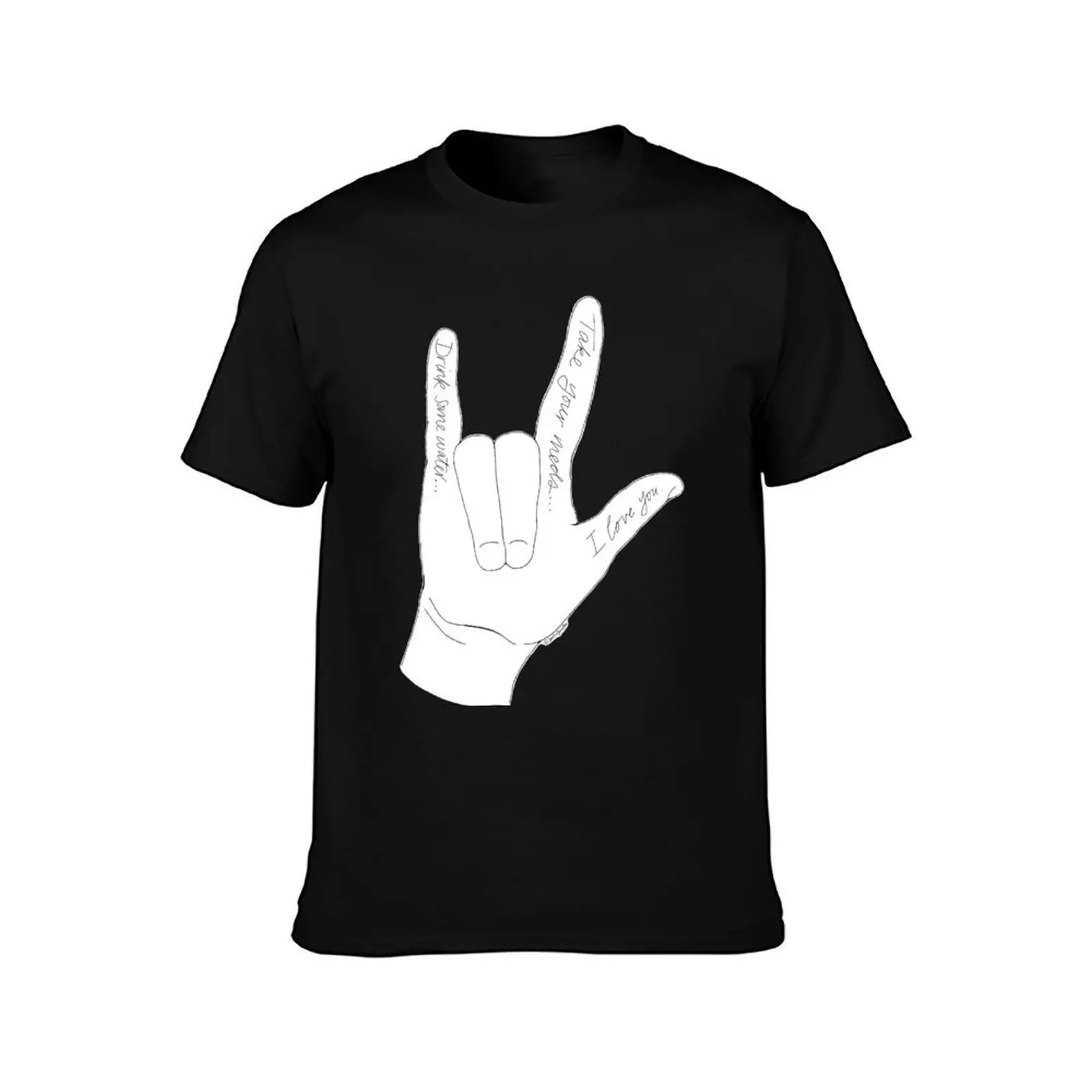 Water, Meds, ILY T-Shirt, Summer Casual Cotton Tee, Oversized Streetwear Tops, Vintage Graphic Print, Loose Fit Short Sleeve