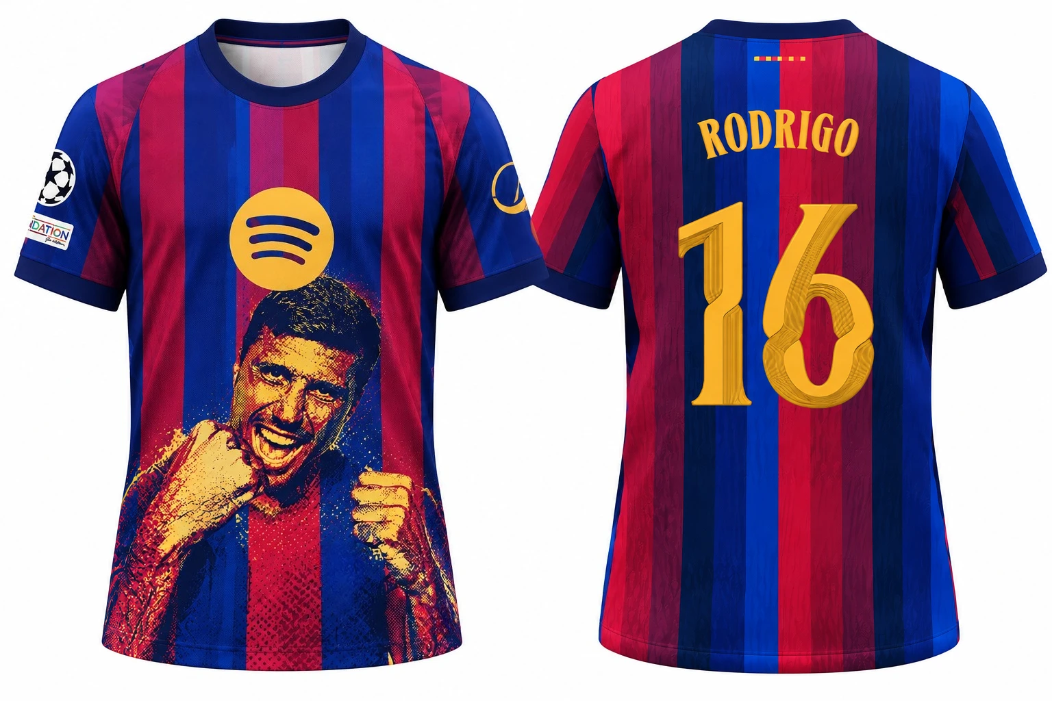 2026 Rodrigo #16 Football Jersey Shirt, Men Summer New Barcelona Sports Tshirt, Training Breathable Quick Drying Sweatshirt