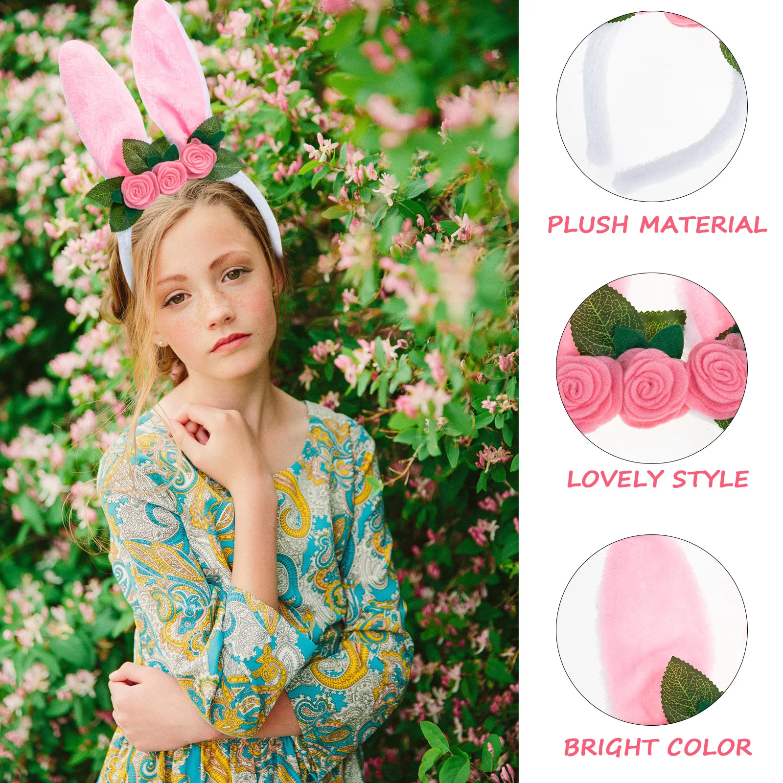 

Rabbit Ears Hairband Charming Flower Headband for Girls Kids Easter Party Beautiful Hair Accessories Rabbit Ears Hairband