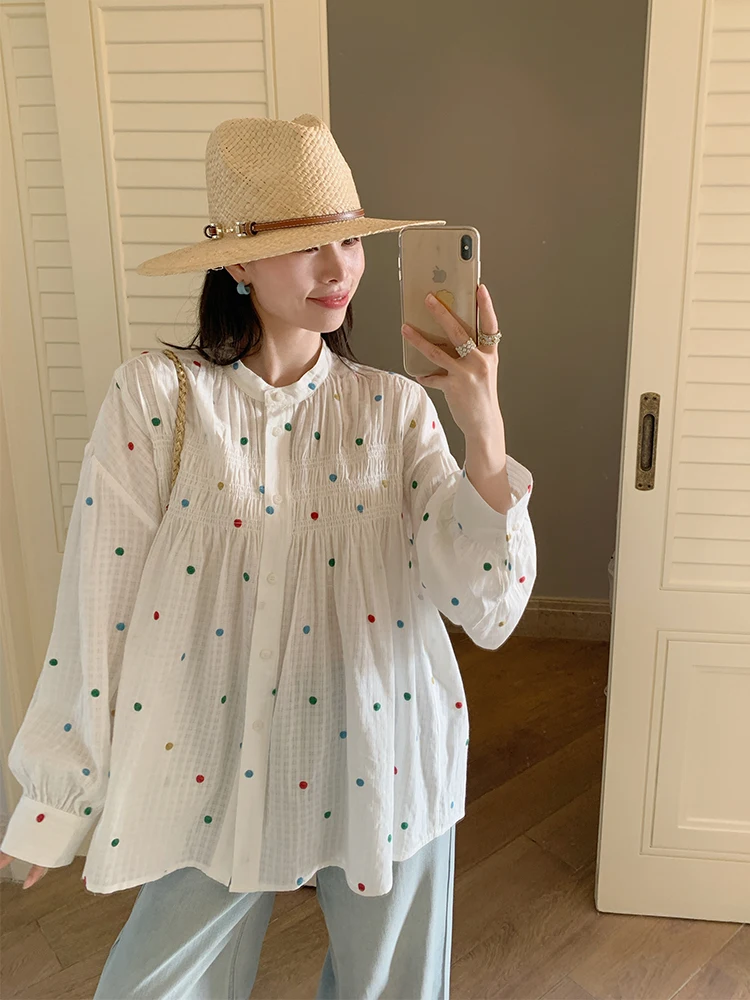 

Женская повседневная верхняя одежда Gold Su One с вышивкой в горошек и косами, тонкая, с длинными рукавами, для защиты от солнца, весна-лето