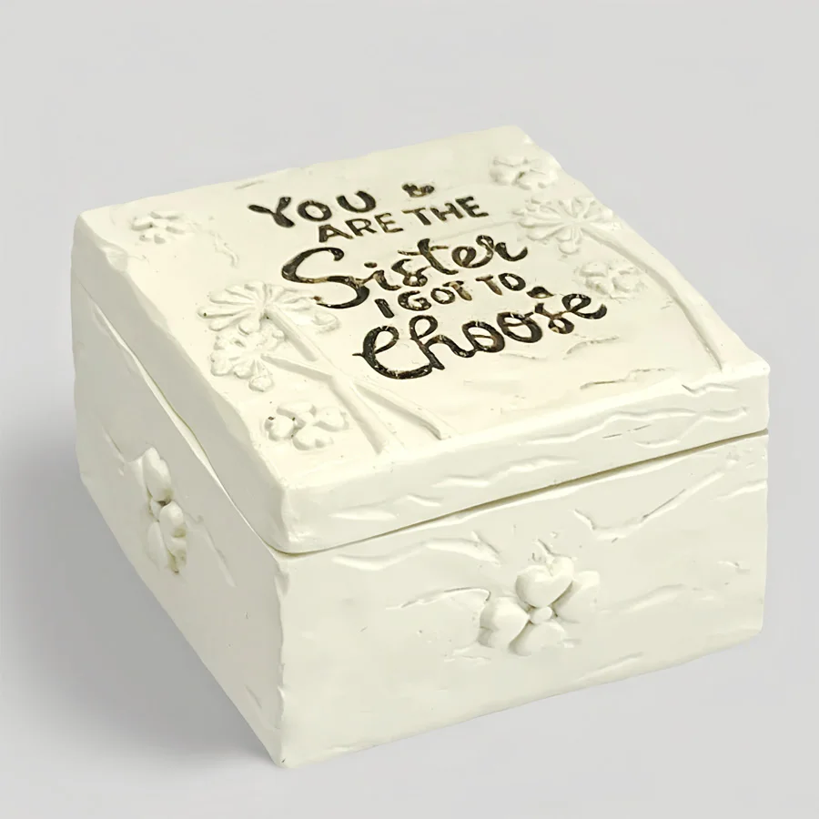 

Resin Material Square Jewelry Box Storage Box Saving Jewelry Box Gift Decoration Box Accessories Good Friends and Sisters Gift
