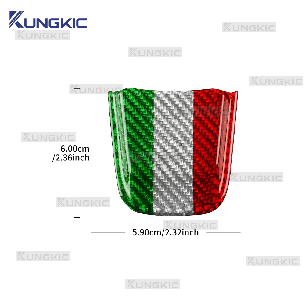 Pour Fiat 500 Abarth 595 2020 2021 2022 2023, garniture intérieure tricolore inférieure de la voiture, autocollant en fibre de carbone véritable, accessoires