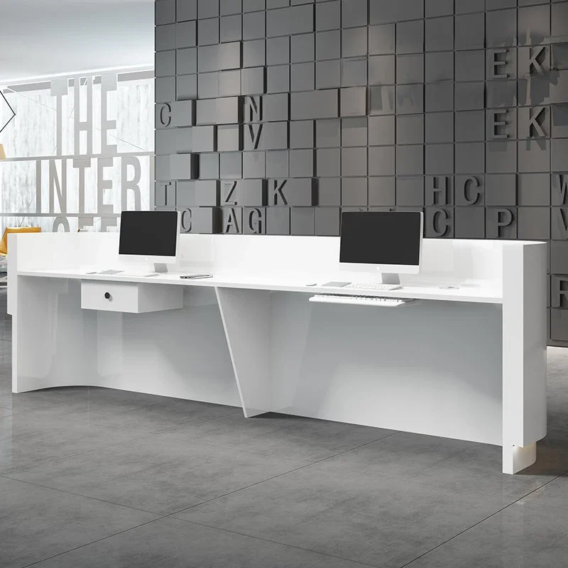 مكتب أمامي مطلي ممتاز، مكتب استقبال، بار الشركة الأبيض، أمين الصندوق في صالون التجميل، مكتب التدريب المخصص