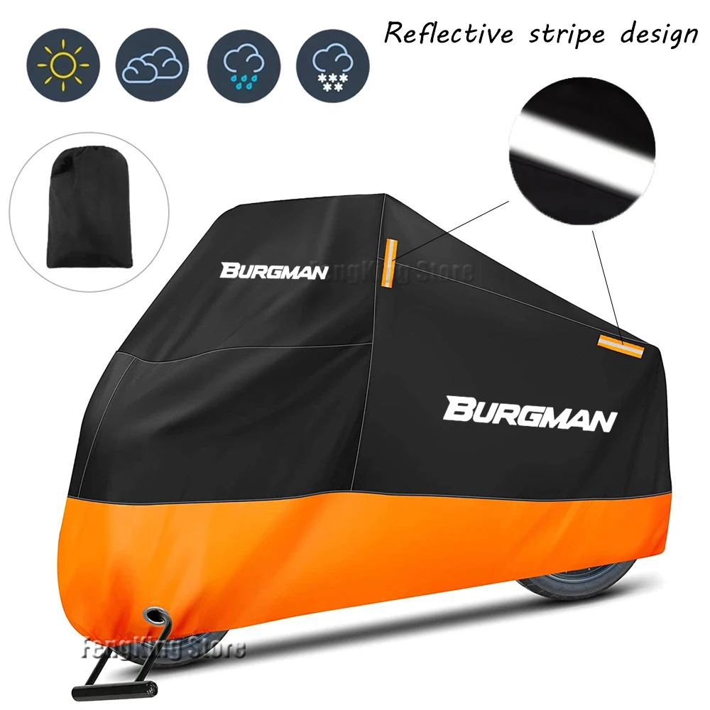 Juste de moto étanche pour scooter extérieur, protection UV, housse de pluie pour SUZUKI Burgman 400, 650, 125, AN400, AN650, AN SKYWAVE 400