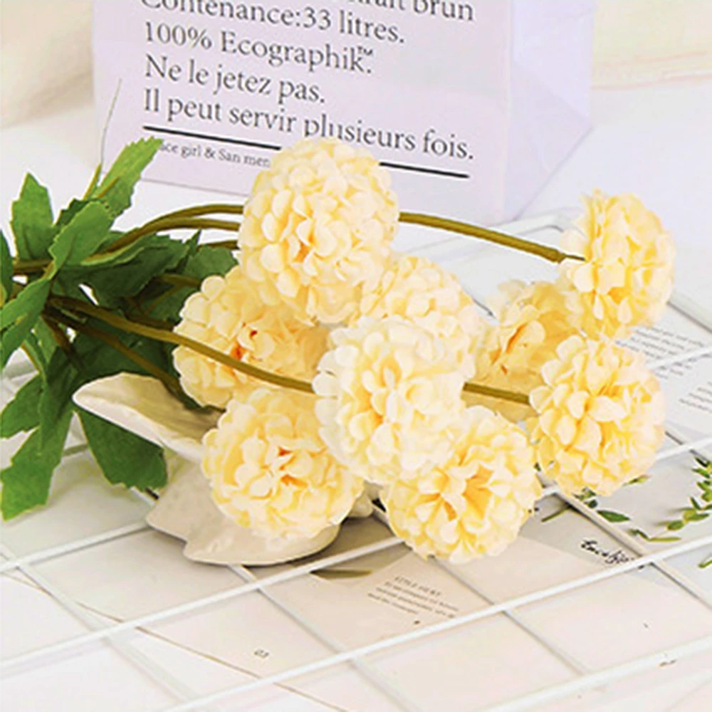 5 Heads Silk Dandelion Flower Hydrangea Bouquet Fake Artificial Flowers for Home Garden Wedding Decoration DIY Craft Wreath