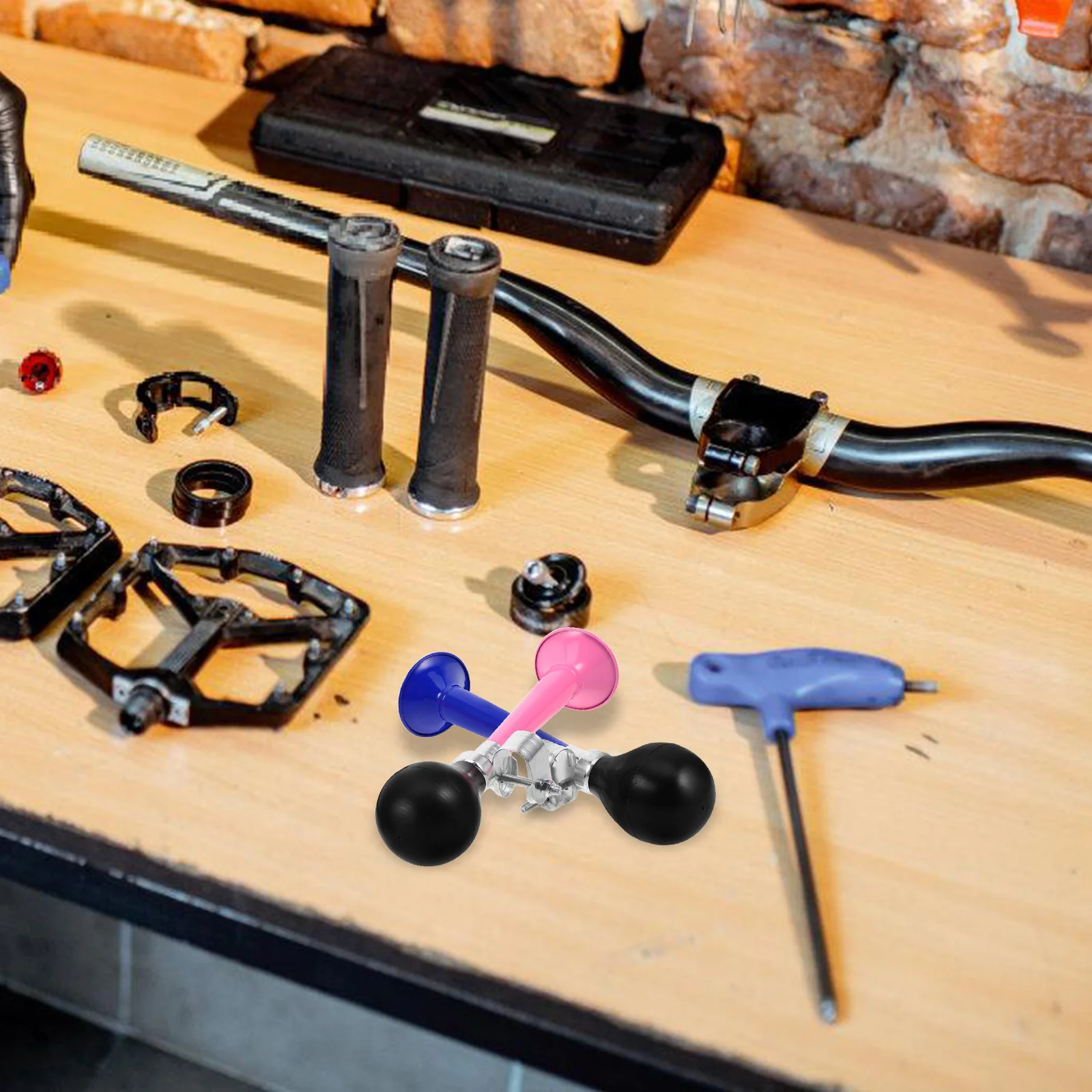 2 قطعة بوق دراجة مطلي بالمعدن بصوت عالٍ بوق هوائي واضح صوت عتيق ملحقات الدراجة لقرون ركوب الدراجات الجبلية بصوت عالٍ #4