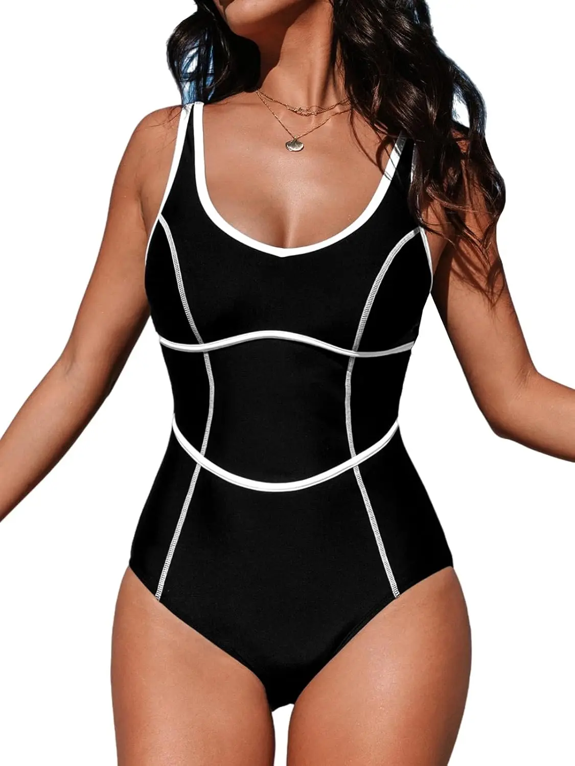 

Женский цельный купальник Luxy Trio с круглым вырезом, купальный костюм с цветными блоками, регулируемые широкие бретели