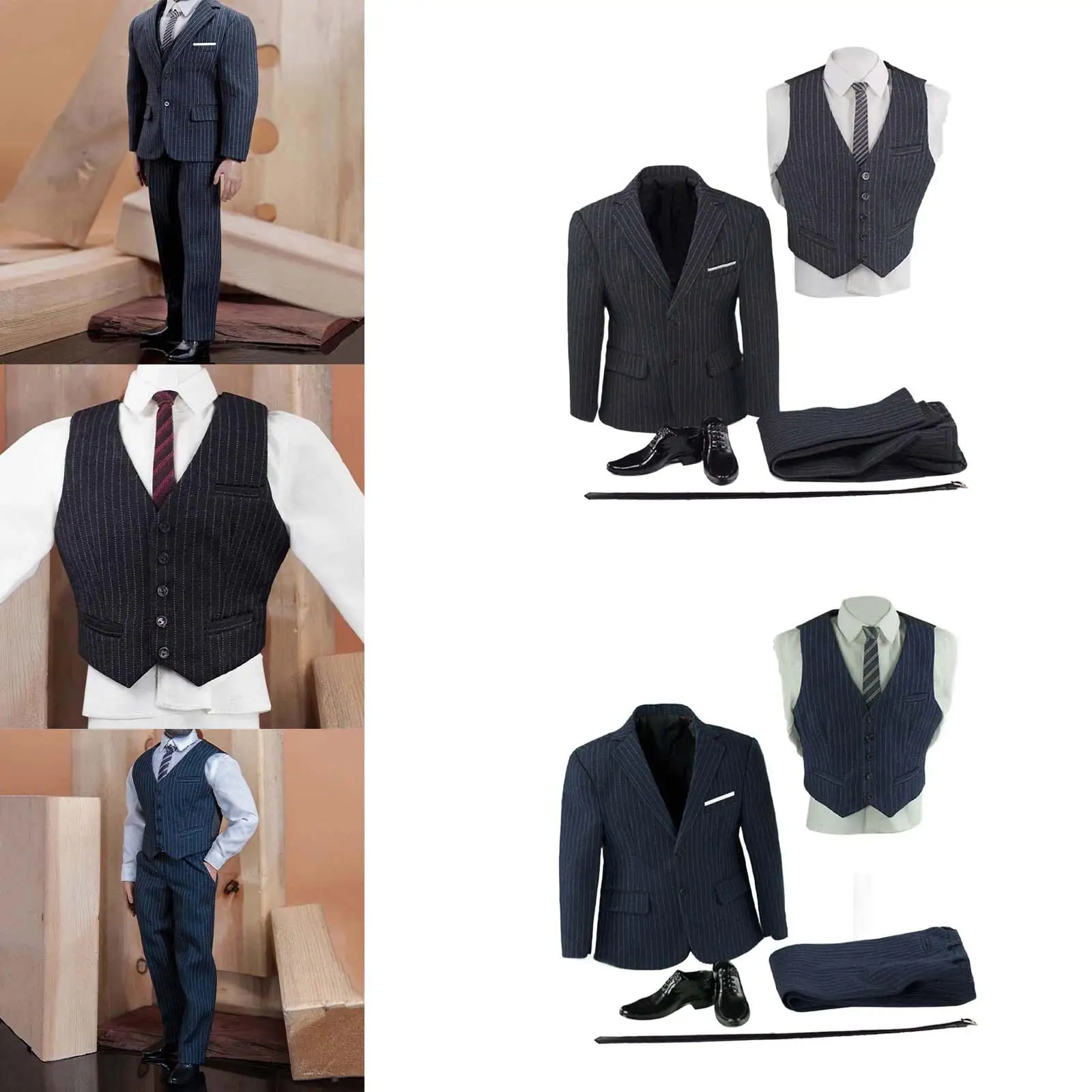 

7 Pieces 1/6 Male Figure Doll Clothes Miniature Clothing Handmade Full Suit for 12 inch Doll Model Figures Body Accessory